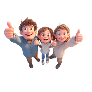 Happy Family Thumbs-Up Vinyl Car Decal Sticker – Waterproof & UV-Resistant 3.4133333333333336"