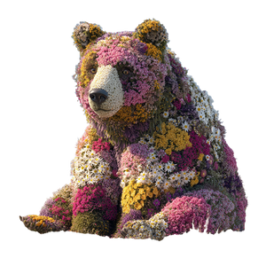 Floral Bear Sculpture Vinyl Car Decal Sticker – Waterproof & UV-Resistant 6.826666666666667"