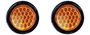 2x Be Seen and Stay Safe | Buyers Products 4 Inch Round Amber Dome Style LED Strobe Warning Light | IP67 Rated, 12-24V, SAE J595 Class 2