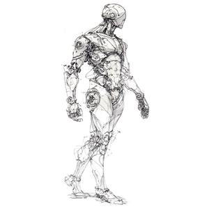 Cyborg Human Sketch Vinyl Car Decal Sticker – Waterproof & UV-Resistant 3.4133333333333336"