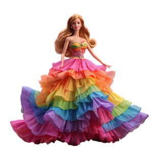 Barbie Rainbow Dress Vinyl Car Decal Sticker – Waterproof & UV-Resistant 3.4133333333333336"