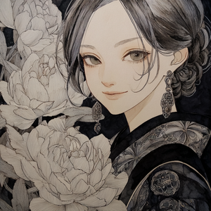 Kimono Woman Portrait V2 Vinyl Car Decal Sticker – Waterproof & UV-Resistant 3.4133333333333336"