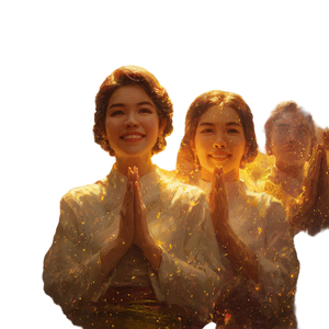 Praying Thai Villagers Vinyl Car Decal Sticker – Waterproof & UV-Resistant 3.4133333333333336"