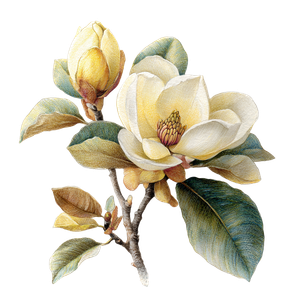 Magnolia Illustration Vinyl Car Decal Sticker – Waterproof & UV-Resistant 6.826666666666667"