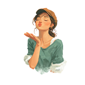 Girl Blowing Kiss V2 Vinyl Car Decal Sticker – Waterproof & UV-Resistant 3.4133333333333336"