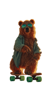 Bear On Pennyboard Vinyl Car Decal Sticker – Waterproof & UV-Resistant 4.8533333333333335"