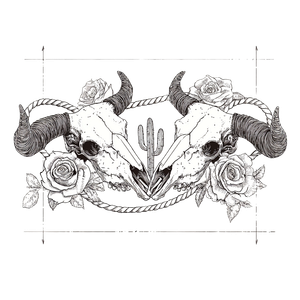 Longhorn Skull Tattoo Vinyl Car Decal Sticker – Waterproof & UV-Resistant 3.4133333333333336"