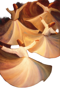 Whirling Dervishes Painting Vinyl Car Decal Sticker – Waterproof & UV-Resistant 8.96"