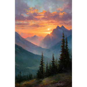 Mountain Sunset Painting Vinyl Car Decal Sticker – Waterproof & UV-Resistant 3.4133333333333336"