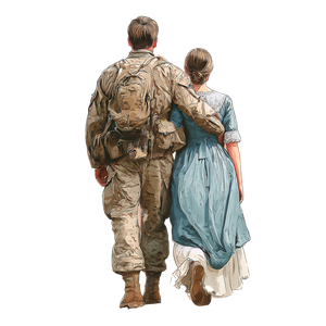 Soldier And Wife V2 Vinyl Car Decal Sticker – Waterproof & UV-Resistant 3.4133333333333336"