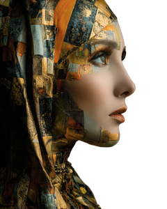 Futuristic Klimt Portrait Vinyl Car Decal Sticker – Waterproof & UV-Resistant 4.0"