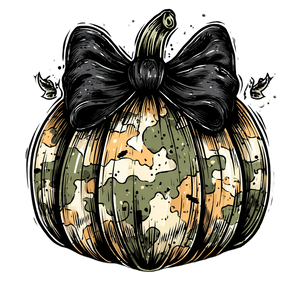 Camouflage Pumpkin Bow Vinyl Car Decal Sticker – Waterproof & UV-Resistant 3.4133333333333336"