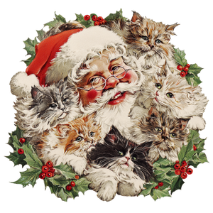 Santa With Cats Vinyl Car Decal Sticker – Waterproof & UV-Resistant 3.4133333333333336"