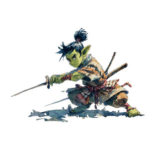 Goblin Samurai Practicing Vinyl Car Decal Sticker – Waterproof & UV-Resistant 3.4133333333333336"