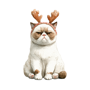 Grumpy Antler Cat Vinyl Car Decal Sticker – Waterproof & UV-Resistant 3.4133333333333336"
