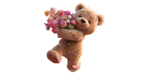 Teddy Bear With Flowers Vinyl Car Decal Sticker – Waterproof & UV-Resistant 2.56"