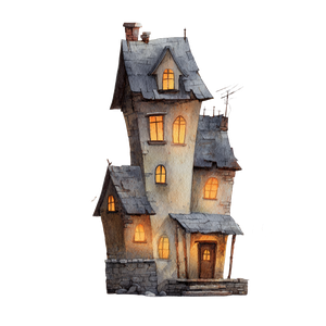 Haunted House Illustration Vinyl Car Decal Sticker – Waterproof & UV-Resistant 6.826666666666667"