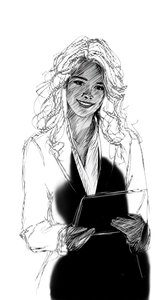 Businesswoman Holding Tablet Vinyl Car Decal Sticker – Waterproof & UV-Resistant 4.8533333333333335"