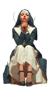 Nun On Throne Vinyl Car Decal Sticker – Waterproof & UV-Resistant 4.693333333333333"