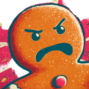 Angry Gingerbread Man Vinyl Car Decal Sticker – Waterproof & UV-Resistant 3.4133333333333336"