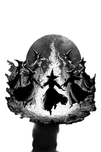 Witches Dancing Bonfire V3 Vinyl Car Decal Sticker – Waterproof & UV-Resistant 8.96"