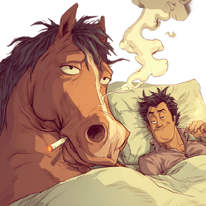 Man And Horse Smoking Vinyl Car Decal Sticker – Waterproof & UV-Resistant 3.4133333333333336"