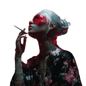 Cyberpunk Woman Smoking Vinyl Car Decal Sticker – Waterproof & UV-Resistant 3.4133333333333336"