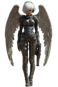 Cyborg Angel Warrior V2 Vinyl Car Decal Sticker – Waterproof & UV-Resistant 4.4