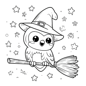Owl Witch Coloring Vinyl Car Decal Sticker – Waterproof & UV-Resistant 3.4133333333333336"