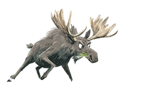 Angry Moose Chase Vinyl Car Decal Sticker – Waterproof & UV-Resistant 2.986666666666667"