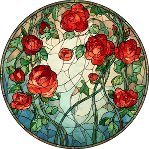 Stained Glass Roses V2 Vinyl Car Decal Sticker – Waterproof & UV-Resistant 3.4133333333333336"