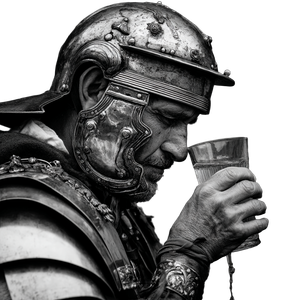 Roman Soldier Drinking Vinyl Car Decal Sticker – Waterproof & UV-Resistant 3.4133333333333336"