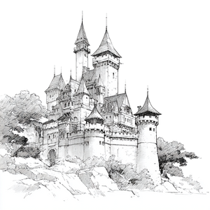 Castle Line Drawing Vinyl Car Decal Sticker – Waterproof & UV-Resistant 6.826666666666667"