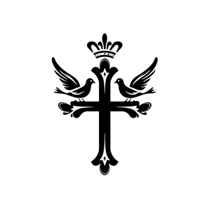 Crowned Cross Doves Vinyl Car Decal Sticker – Waterproof & UV-Resistant 3.4133333333333336"