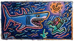 Shark Chases Diver Vinyl Car Decal Sticker – Waterproof & UV-Resistant 5.4