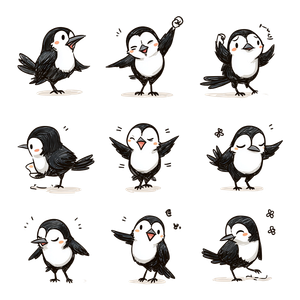 Cute Magpie Emojis Vinyl Car Decal Sticker – Waterproof & UV-Resistant 3.4133333333333336"