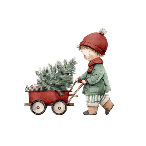 Toddler With Wagon Vinyl Car Decal Sticker – Waterproof & UV-Resistant 3.4133333333333336"