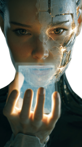 Cyborg Holographic Portrait Vinyl Car Decal Sticker – Waterproof & UV-Resistant 9.706666666666667"