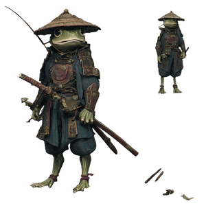 Frog Fisherman Samurai Vinyl Car Decal Sticker – Waterproof & UV-Resistant 6.826666666666667"