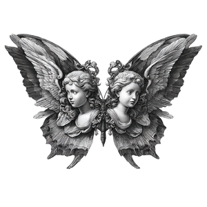 Butterfly Cherub Tattoo Vinyl Car Decal Sticker – Waterproof & UV-Resistant 6.826666666666667"
