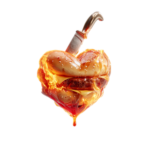 Burger Heart Knife Vinyl Car Decal Sticker – Waterproof & UV-Resistant 6.826666666666667"