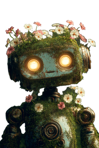 Nature-Infused Robot Vinyl Car Decal Sticker – Waterproof & UV-Resistant 8.96"