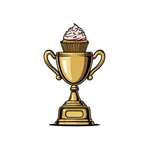 Gold Trophy Cupcake Vinyl Car Decal Sticker – Waterproof & UV-Resistant 3.4133333333333336"
