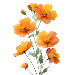 Orange Flowers Clipart Vinyl Car Decal Sticker – Waterproof & UV-Resistant 3.4133333333333336"