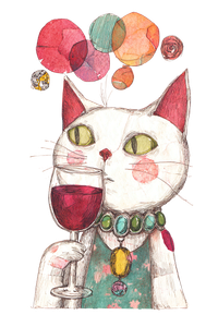 Gemstone Cat Drinking Vinyl Car Decal Sticker – Waterproof & UV-Resistant 8.96"