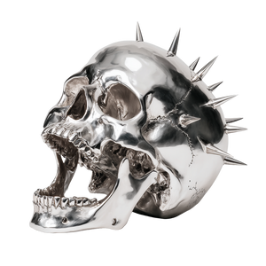 Chrome Spiked Skull Vinyl Car Decal Sticker – Waterproof & UV-Resistant 6.826666666666667"