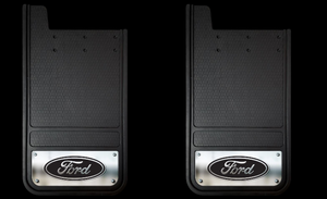 2x Heavy Duty Universal Mud Flap | 12x23in Set of 2 | Ford Logo Stainless Steel Fiberglass Reinforced