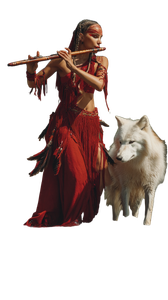 Flute Player With Wolf V6 Vinyl Car Decal Sticker – Waterproof & UV-Resistant 4.8533333333333335"