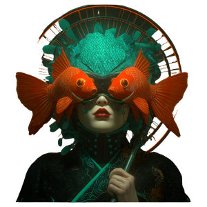 Cyberpunk Fish Geisha Vinyl Car Decal Sticker – Waterproof & UV-Resistant 3.4133333333333336"