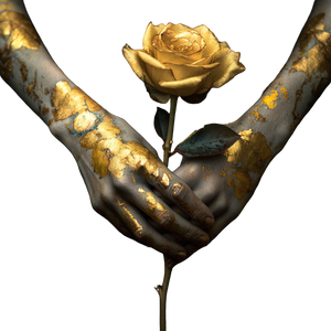 Golden Rose Hands Vinyl Car Decal Sticker – Waterproof & UV-Resistant 3.4133333333333336"